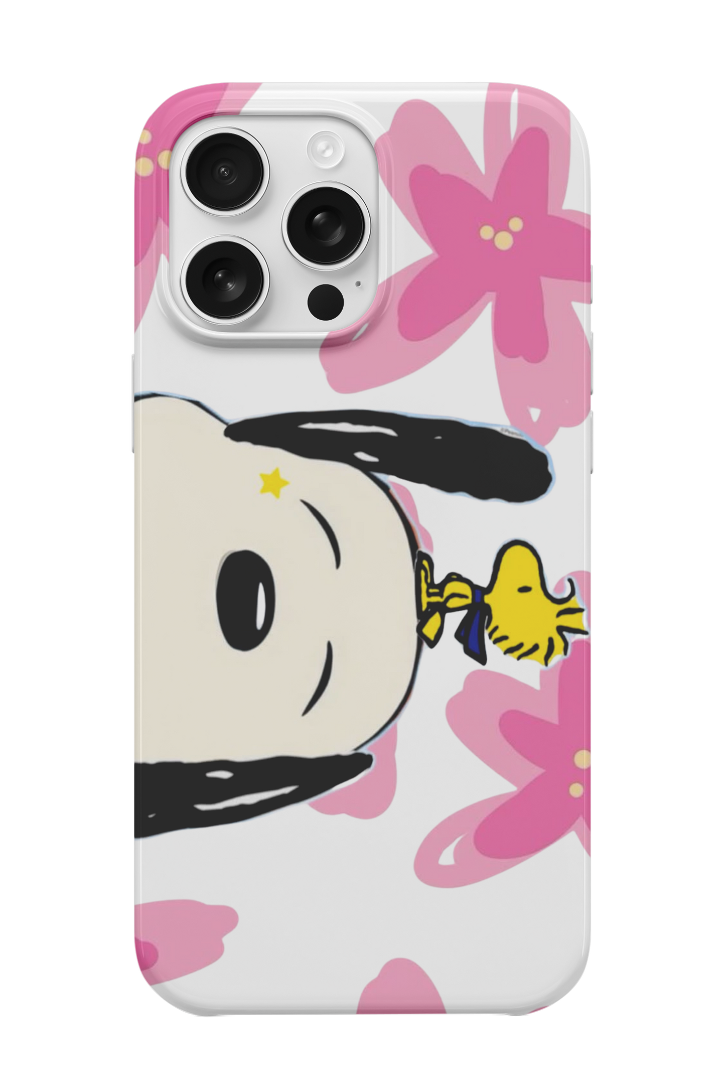 Pembe Çiçek Snoppy Telefon Kılıfı
