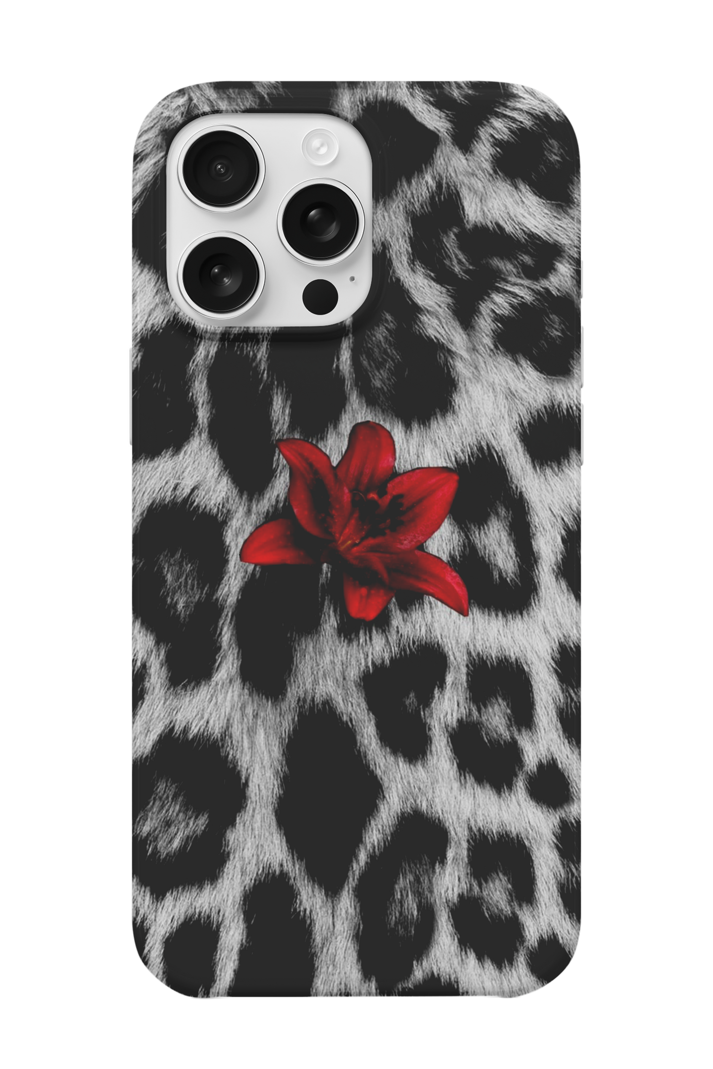 Kırmızı Çiçek Leopar Telefon Kılıfı