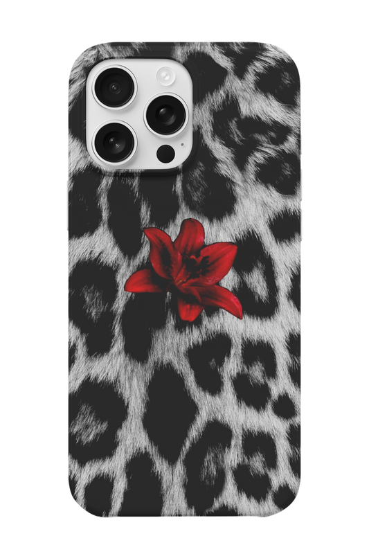 Kırmızı Çiçek Leopar Telefon Kılıfı