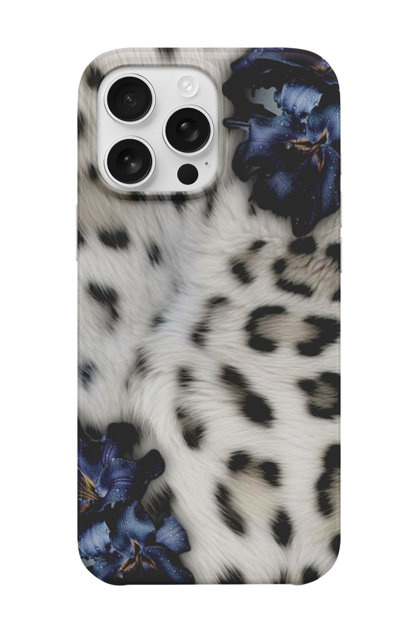 Mavi Çiçek Leopar Telefon Kılıfı