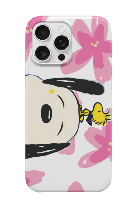 Pembe Çiçek Snoppy Telefon Kılıfı
