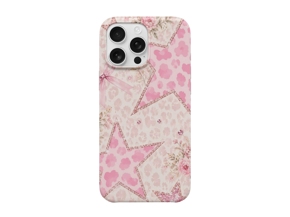 Pembe Simli Yıldız Telefon Kılıfı