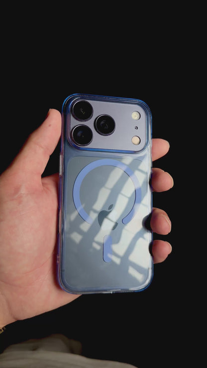 iPhone 18 Pro Magsafeli Buz Mavisi Şeffaf Telefon Kılıfı