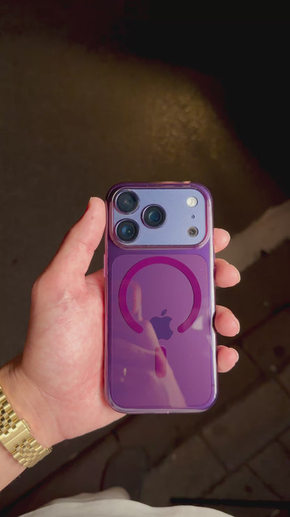 iPhone 18 Pro Max Magsafeli Vişne Renkli Şeffaf Telefon Kılıfı