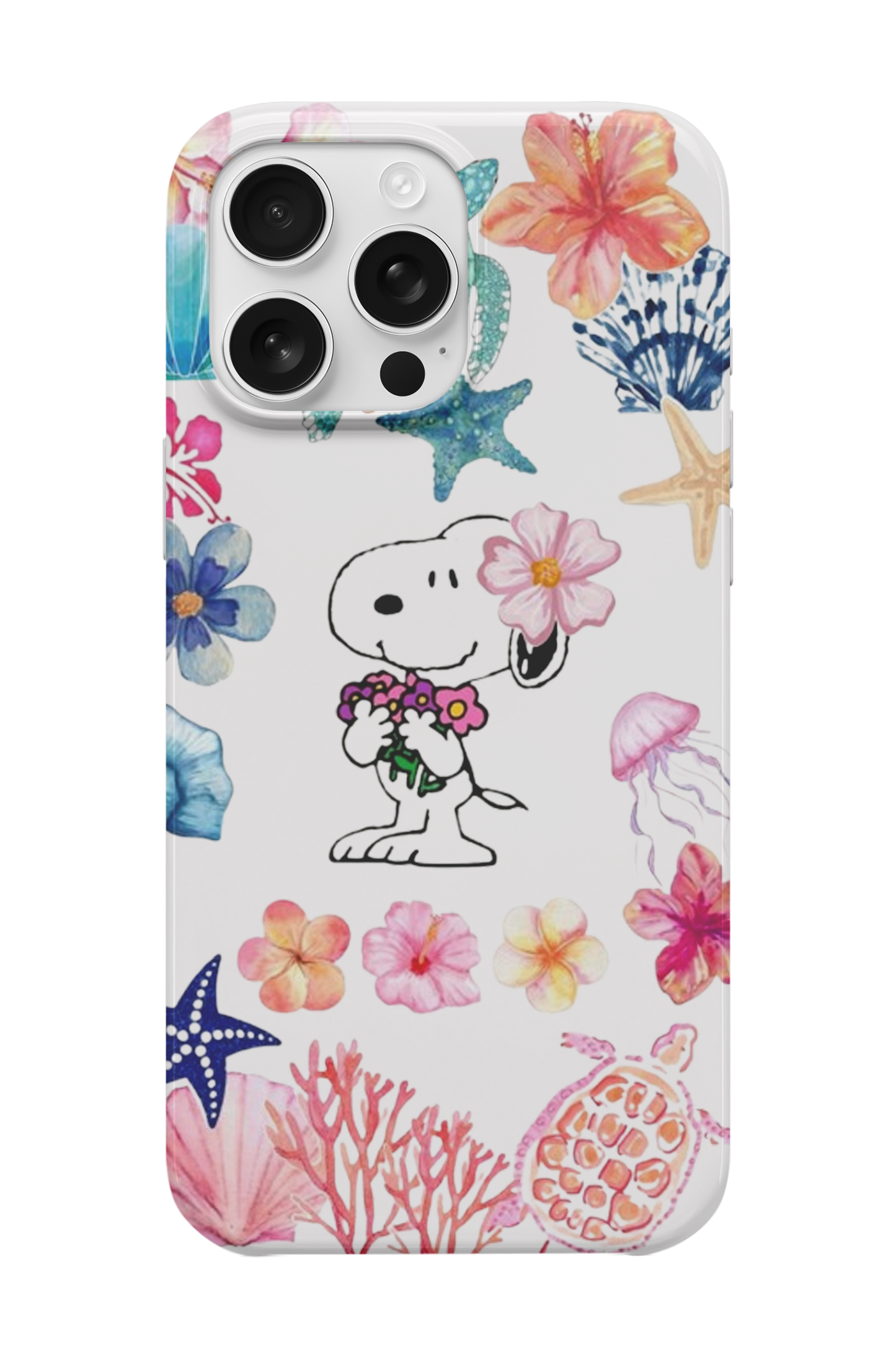 Çiçekli Snoppy Telefon Kılıfı