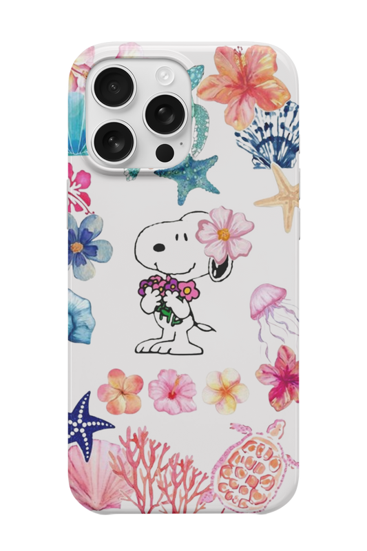 Çiçekli Snoppy Telefon Kılıfı